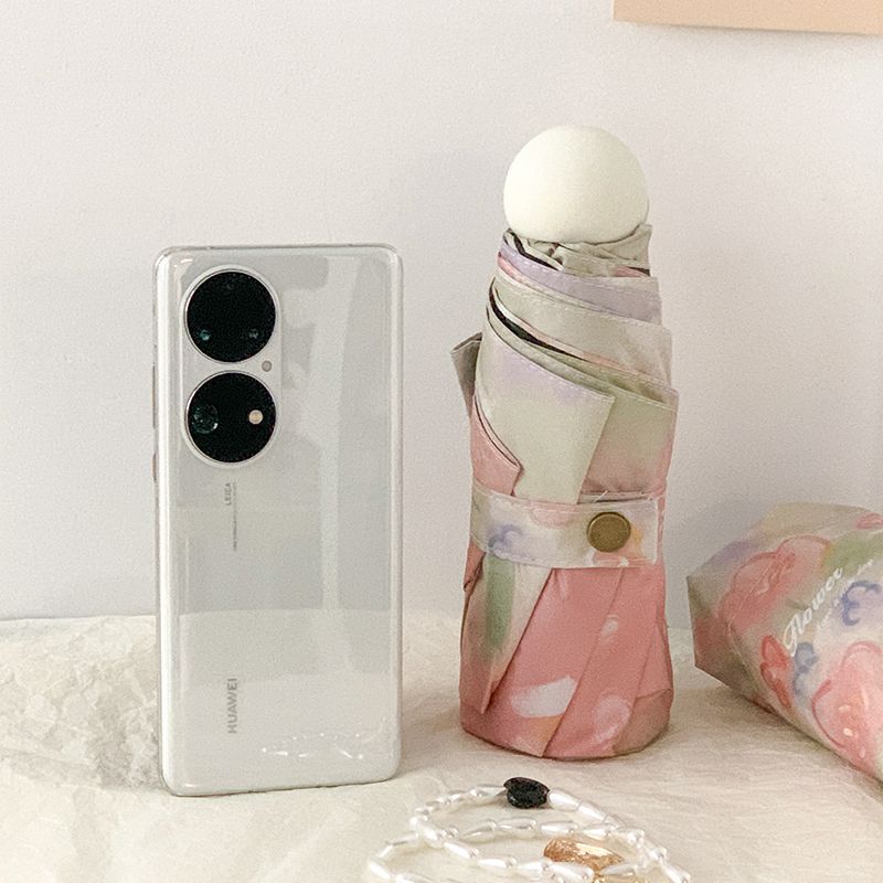 Inflorescence | Oil Painting Umbrella For Women With Sun And Rain, Small And Portable Sunshade, Fully Automatic Sun Umbrella Sun