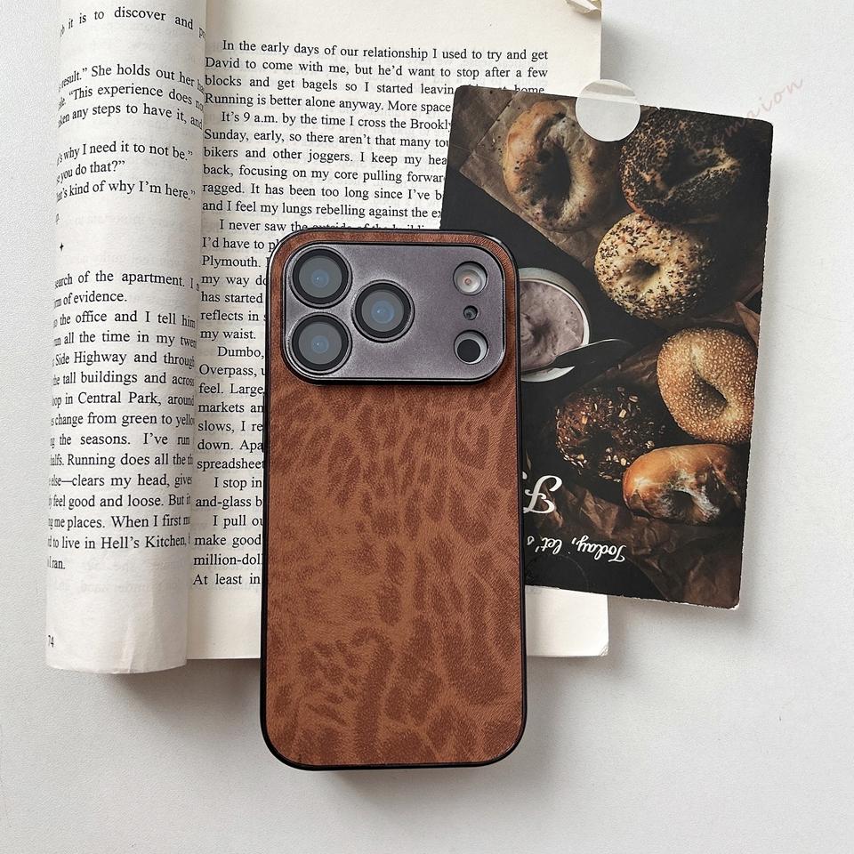 Leopard Learther Case for iPhone 17 Air 16 14 11 13 12 15 Pro Max 15 16 14 Plus Metal Plating Protector Hard Cover