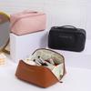 Portable Large Travel Cosmetic Bag Cosmetic Makeup Storage  for Women Leather Makeup Organizer Female Toiletry Pouch Zipper Bag
