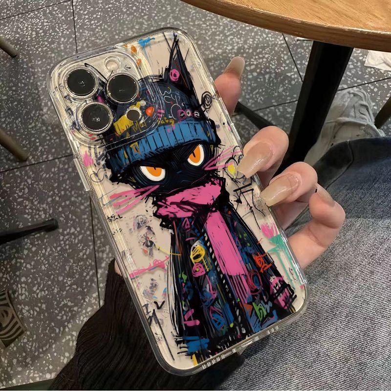 Забавный Посланник Ада Черный Кот Прозрачный Чехол Для Телефона Для iPhone 17 16 15 11 12 14 13 Pro Max Mini X XS XR 7 8 Plus SE4 16e Милый Чехол