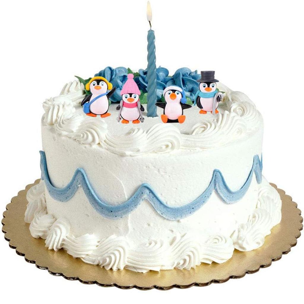 4 шт. Милые фигурки пингвинов, Мини-коллекция фигурок пингвинов, Набор для игры, Топпер для торта в виде пингвина, Украшение для вечеринки в сказочном саду