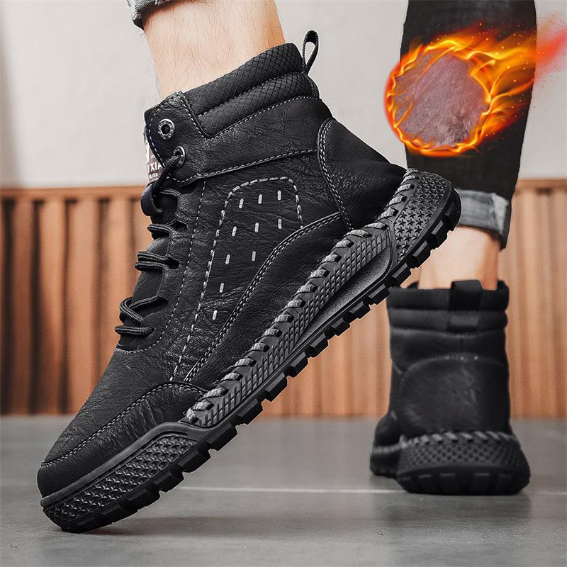Men's Retro Leisure Shoes Autumn/ Winter Cow Split Leather Men Boots Comfortable Motorcycle Boots Winter Boots