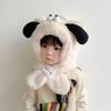 Dog Ears Cute Hooded Scarf Creative Plush Integrated Hat Hat Scarf Set  Winter