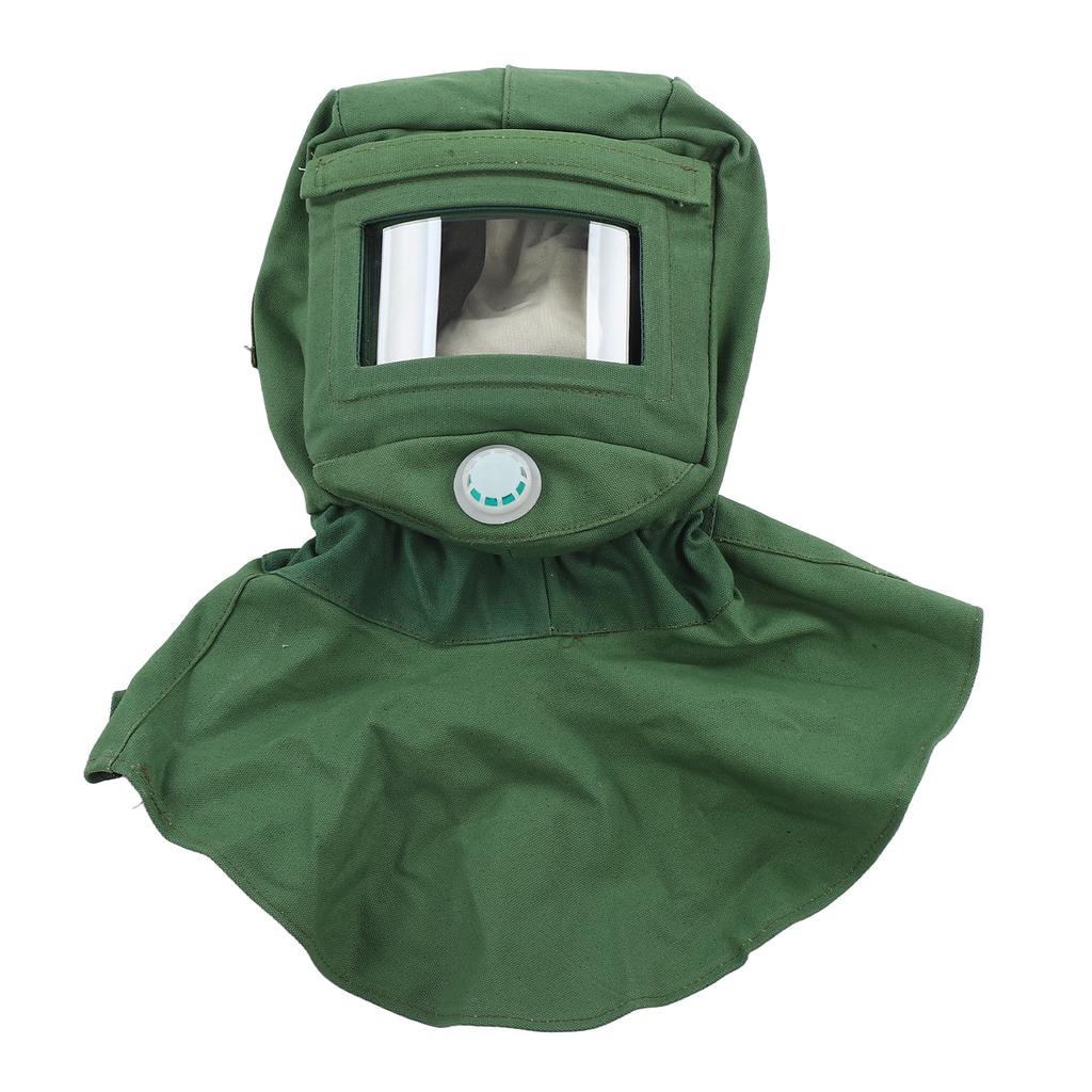 Sand Blasting Hood Cap Face Shield Vent Dustproof Windproof Canvas Shawl Cut Scratch Heat Resistant Neck Protector