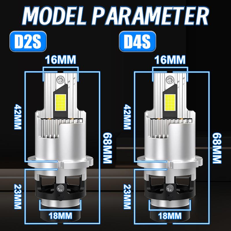 2 шт. Светодиодные фары D2S D4S CANBUS HID D2R D4R Turbo LED 30000 лм 300 Вт Двусторонние 30 шт. Чип CSP 6000K Plug And Play Автомобильная лампа Ксенон