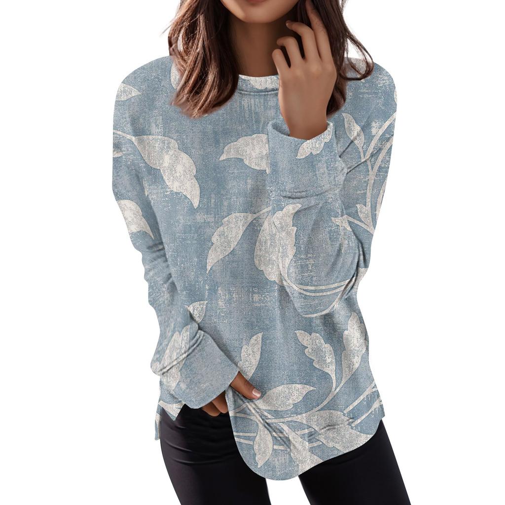 Женский повседневный модный пуловер с длинным рукавом и круглым вырезом с принтом