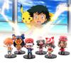 Collectible Anime Character Figures Set Of Six Pvc Toys Cute Ash Misty Models