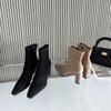 2025 новые остроносые тонкие высокие каблуки боковая молния лакированная кожа низкий голенище полученные Мартин тонкие женские короткие ботинки