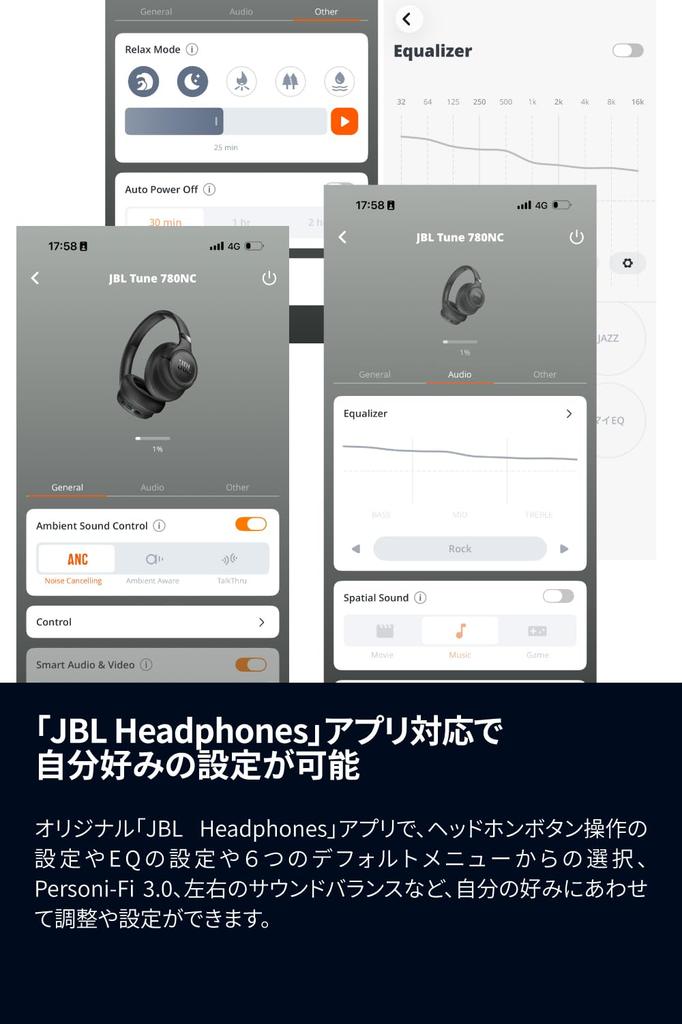 JBL TUNE 780NC Wireless Over-Ear Headphones Hybrid Noise Cancelling Hi-Res Auracast Multi-Point Blue