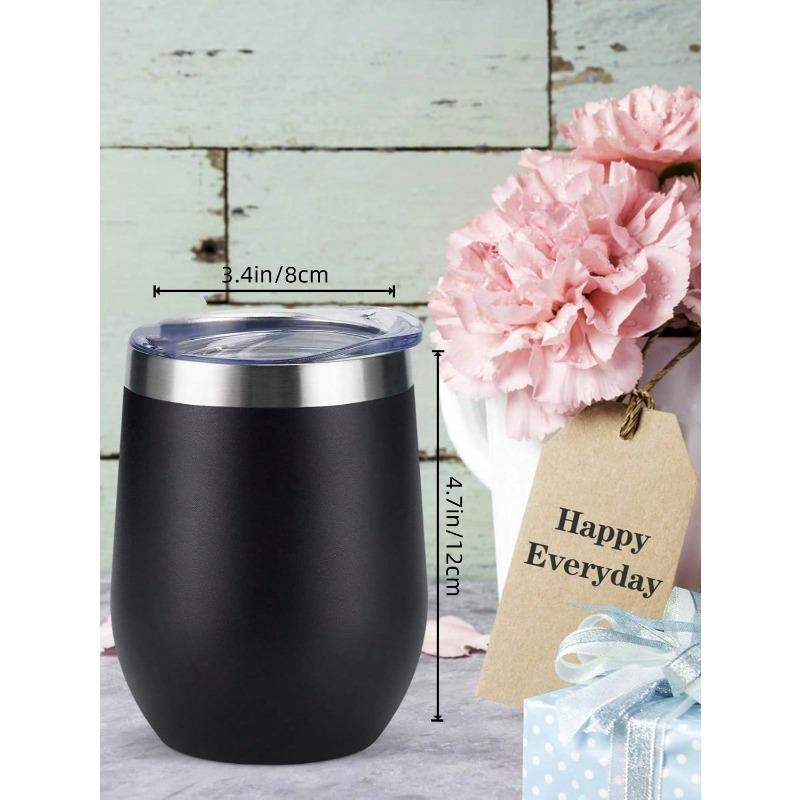 Wine Tumbler With Push Lid, Stemless Insulated Wine Glasses, Double Wall Vacuum Stainless Steel Travel Tumbler