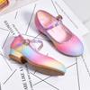Fashion Girls' Leather Princess Shoes 2025 Children's Shoes Round-Toe Soft-Sole Girls High Heel Princess Crystal Party Dance Shoes
