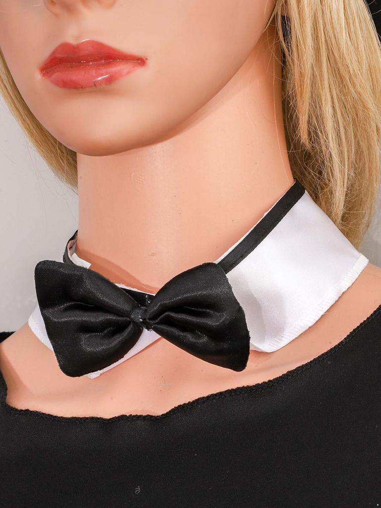 Womens Sequin Circus Ringmaster Bodysuit Top Hat Bow Fake Collar and White Gloves 4-Piece Set for Halloween Magician Party