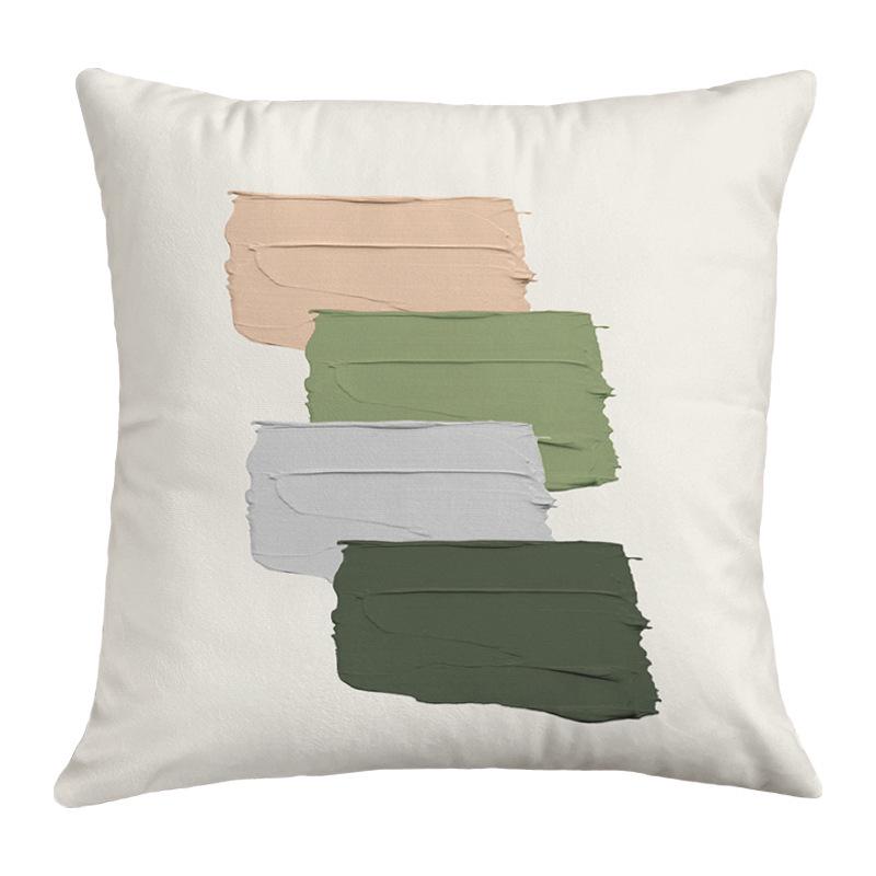 Geometric Nordic-Style Green Throw Pillow Cover for Artistic Living Room Decor