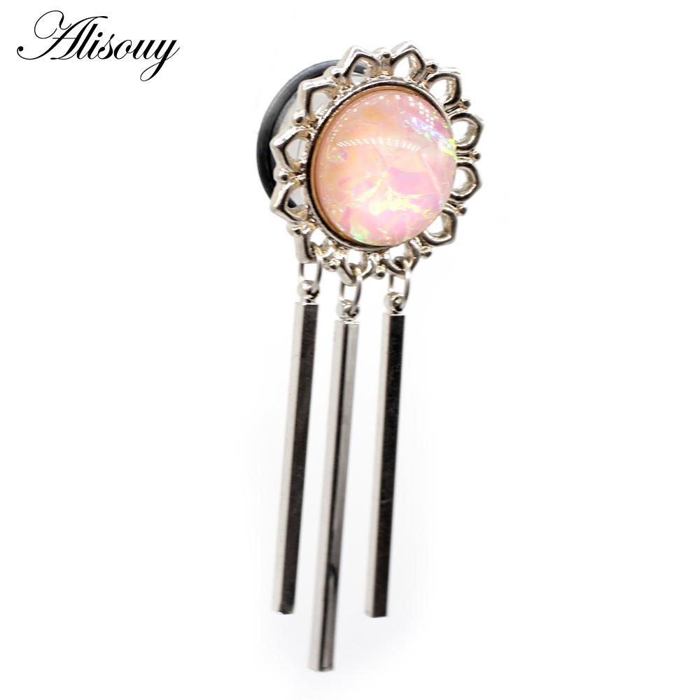 Alisouy 2 шт. новый цветок розовый опал кулон из нержавеющей стали беруши туннельный расширитель расклешенные носилки датчики пирсинг украшения для тела