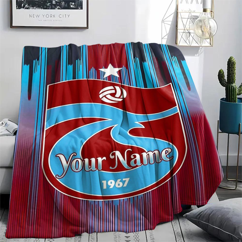 1PC Star Soccer Emblem Custom Name Patterned Flannel Blanket Suitable For All Seasons For Home Decor Warmth And Comfort Gifts Holiday Present