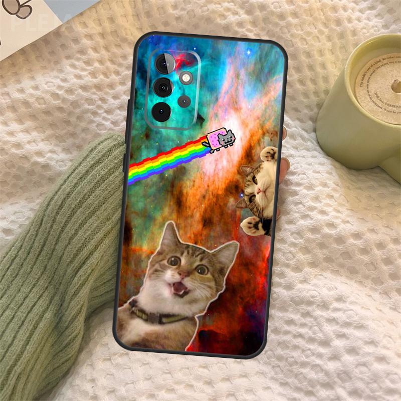 Чехол 'Счастливые коты в космосе' для Samsung Galaxy A15 A22 A52 A32 A54 A14 A16 A26 A36 A56 A55 A35 A05 A06 A53 A33 A13