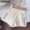 Девичьи вышитые шорты Летняя одежда Тонкий стиль Детские модные шорты Повседневный и универсальный тренд