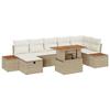 8-Piece Garden Sofa with Beige Cushions Poly Rattan Acacia 3361418