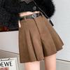 High-Waisted Corduroy Wool Pleated A-Line Skirt Pants for Women - Versatile Winter 2025 Fashion
