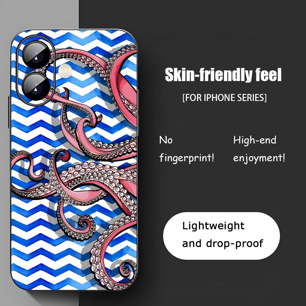 Арт Щупальца Осьминога Крутой Чехол Для Телефона Для iPhone 17 16 15 14 13 12 11 X XR XS 8 Plus Mini Pro Max Мягкий Черный Ударопрочный Чехол