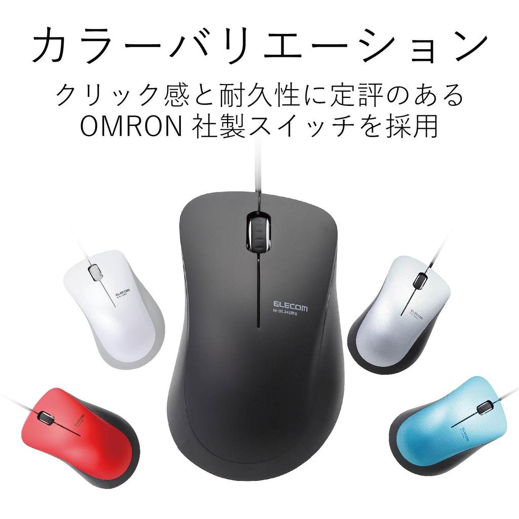 Проводная мышь ELECOM BlueLED Quiet 3 кнопки M Size Black M-BL24UBSBK