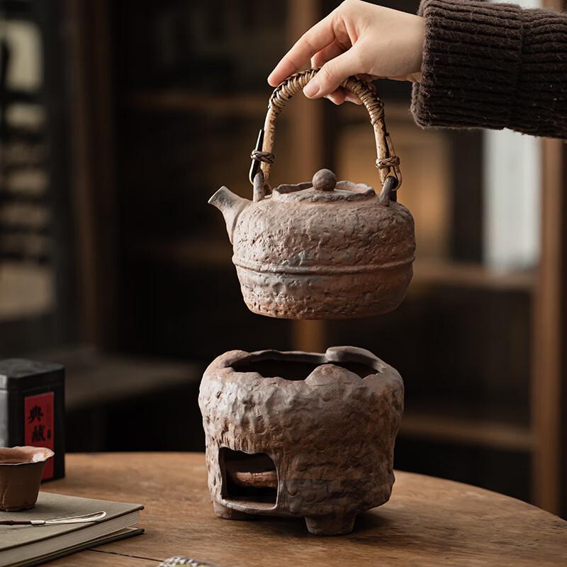 Винтажный глиняный комнатный чайный самовар и набор чайников