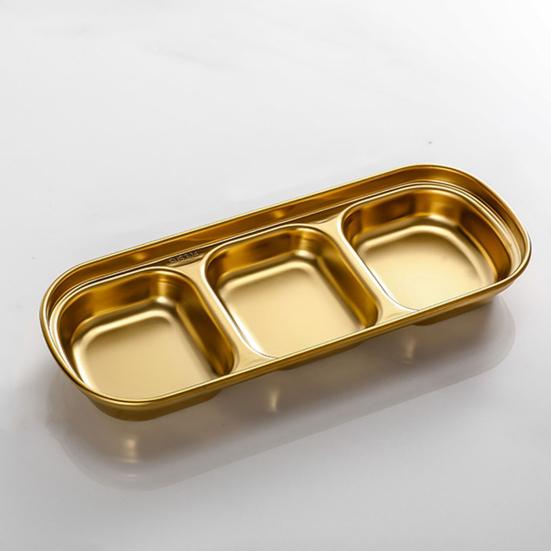 Поднос из нержавеющей стали с 3 отделениями, легко моется, штабелируется, соусница, органайзер, подставка для посуды