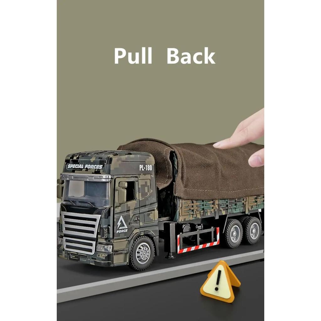 Alloy Tactical Truck Armored Car Model Metal Military Personnel Carrier Transport Vehicles Model Sound and Light Kids Toys Gifts