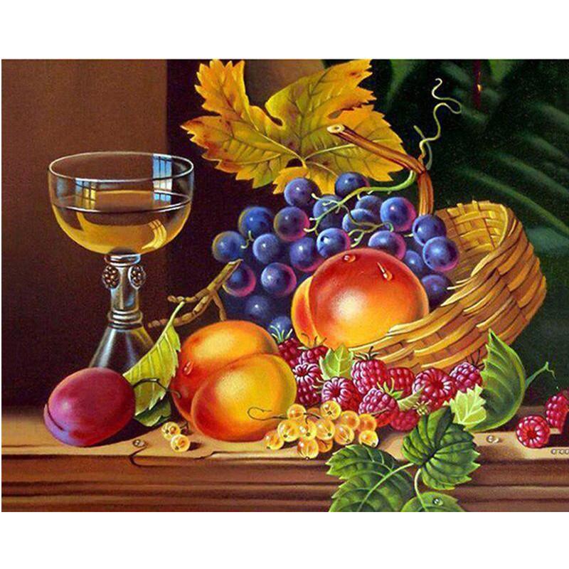 5D DIY Алмазная картина Фрукты и вино Алмазная мозаика Алмазная вышивка Полный набор Наборы для вышивки крестом Домашний декор Подарки