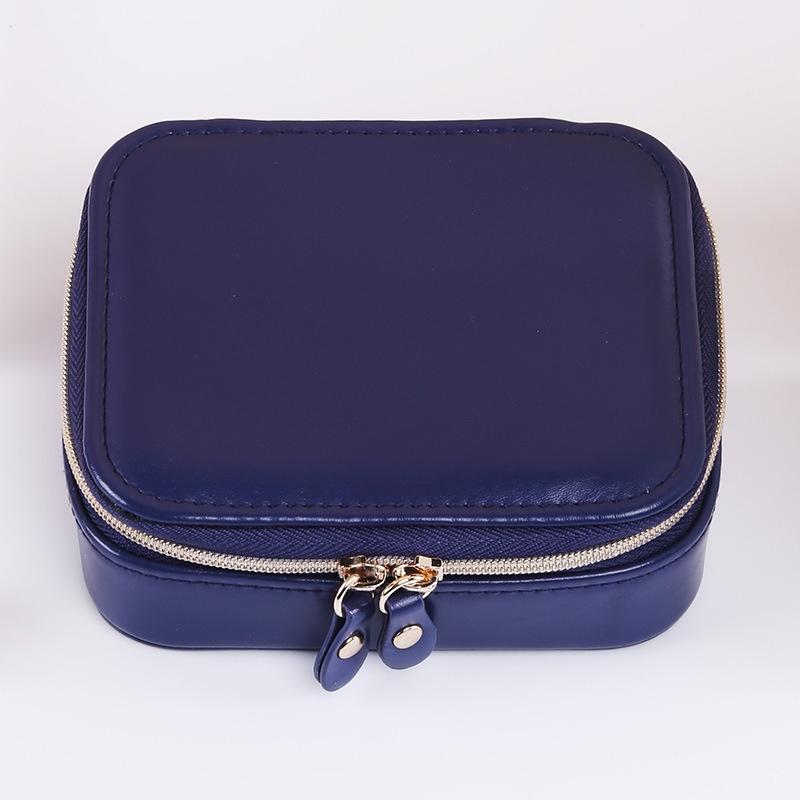 Двойная молния, дорожная портативная шкатулка для драгоценностей, органайзер, кожаная коробка для хранения ювелирных изделий, колец, сережек с зеркалом