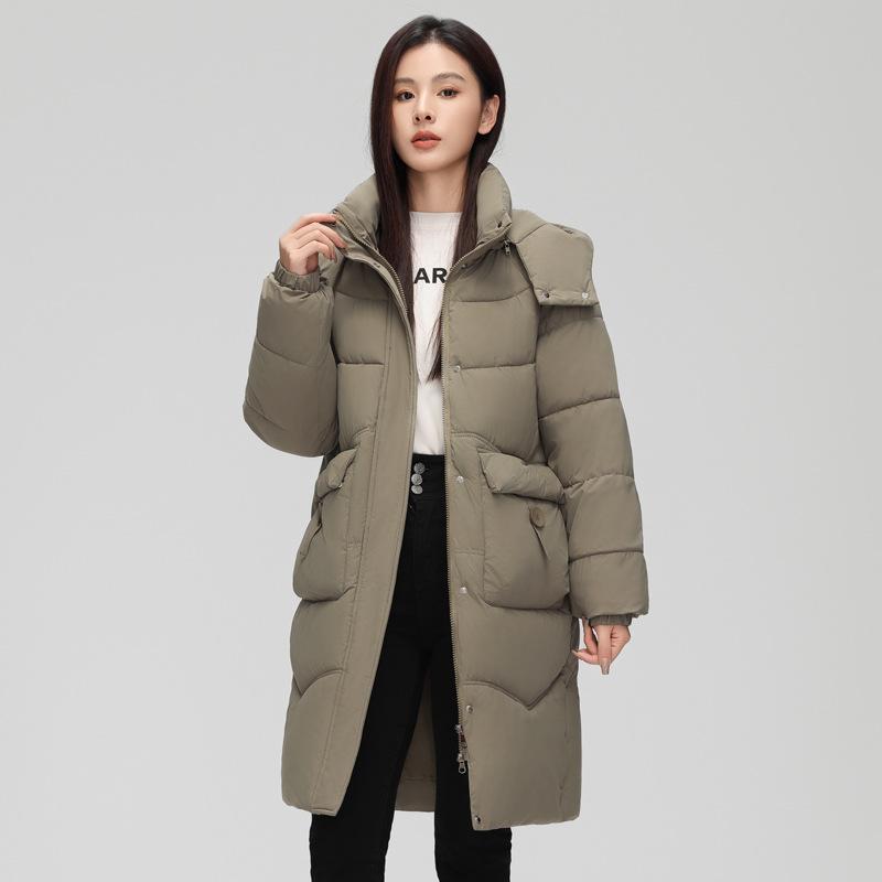 Down Cotton-padded Women's Medium and Long 2025 New Fashion Angola Red Thickened Winter Cotton-padded Women's Coat