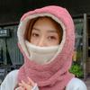 Шапка-бини, комплект из шарфа, теплая плюшевая шапка с капюшоном, воротник, женская шапка, шапки в корейском стиле
