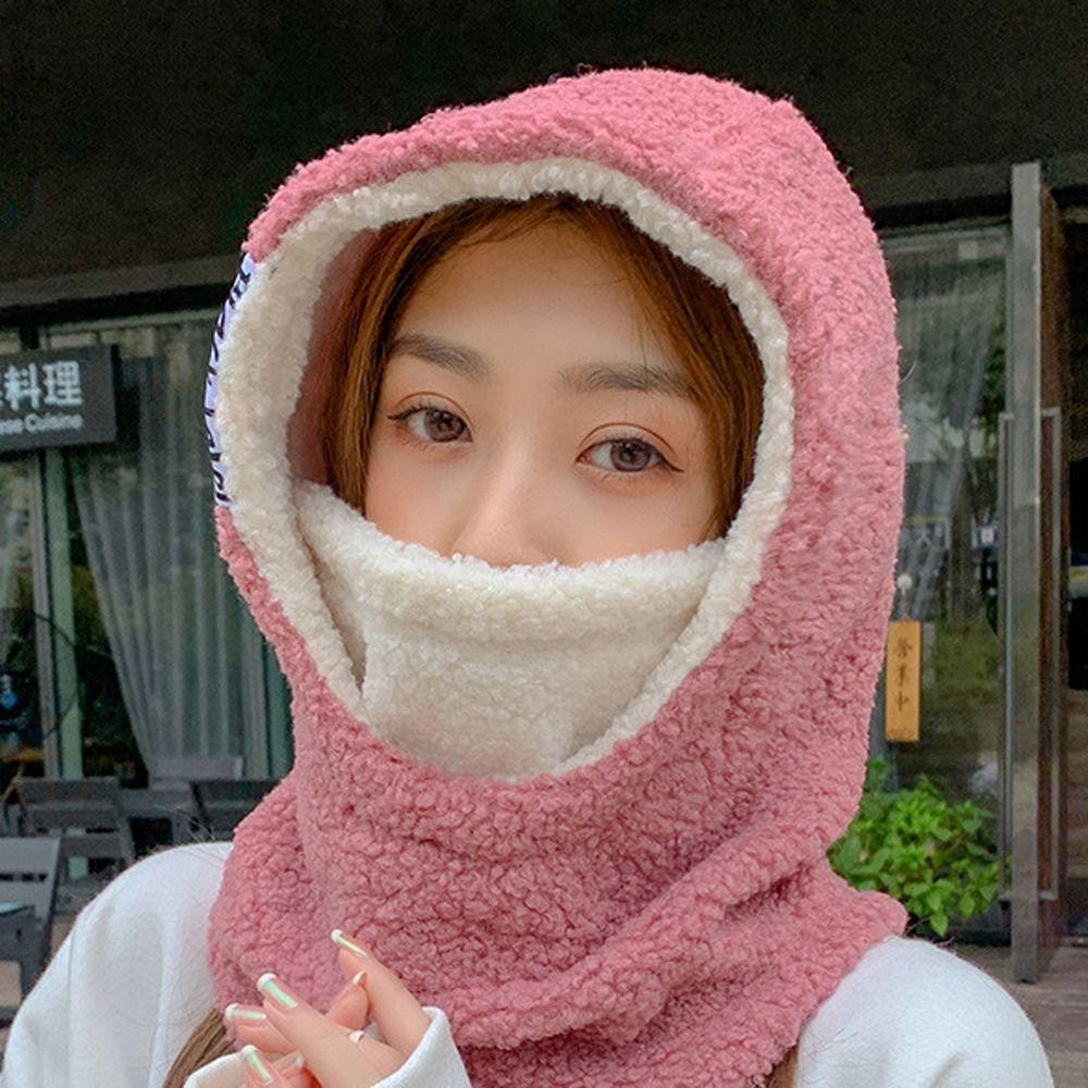 Шапка-бини, комплект из шарфа, теплая плюшевая шапка с капюшоном, воротник, женская шапка, шапки в корейском стиле