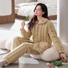 Зимняя пижама из кораллового флиса с подкладкой, женская, утолщенная флисовая фланелевая куртка с подкладкой, осенне-зимняя домашняя одежда, теплый костюм