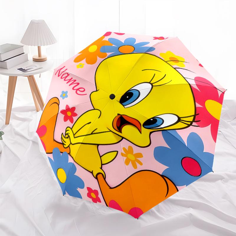 Personalized Name T-Tweety Print Umbrella - Automatic Open/Close, Eight-Rib Durable Frame, Automatic Folding Umbrella