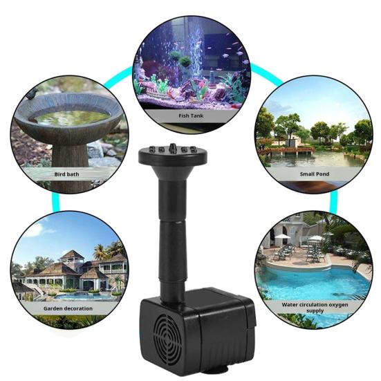 Solar Fountain Pump Customizable Water Flow Quiet Brushless Pump 180L/h 30-60cm Spray Height Monocrystalline Solar Panel Durable Design