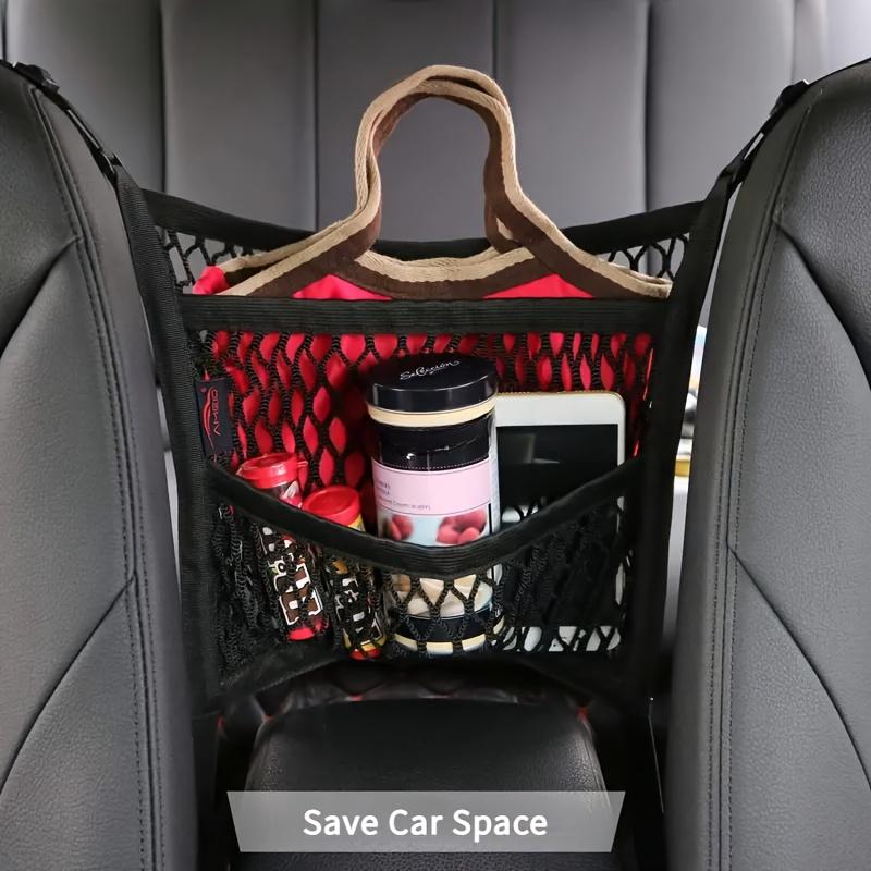 Car Seat Back Organizer with Auto-Retractable Storage Pocket, Pet Barrier, Easy-to-Install Fabric Accessory for Vehicle Interior