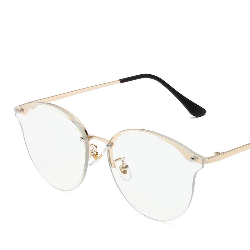 Неполяризованные женские классические солнцезащитные очки «кошачий глаз», модные легкие очки без оправы из металла с антибликовым покрытием для путешествий
