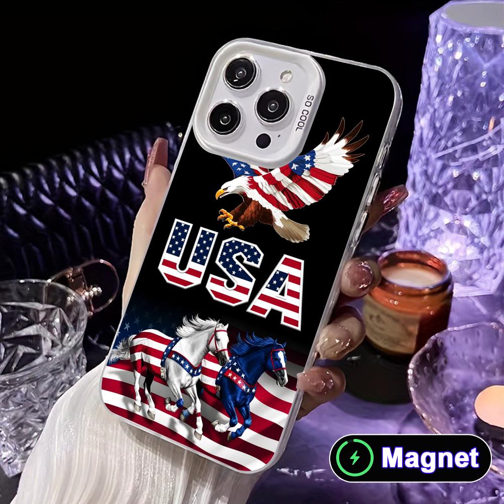 США Флаг Америки Белый Полупрозрачный Чехол для Мобильного Телефона MagSafe для iPhone 17 16 15 14 13 12 11 X XR XS Air Pro Max Plus
