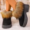 Women's Faux Fur Flat Snow Boots Winter Thick Sole Chunky Platform Ankle Boots  Plus Size Warm Comfort Non Slip Cotton Boots