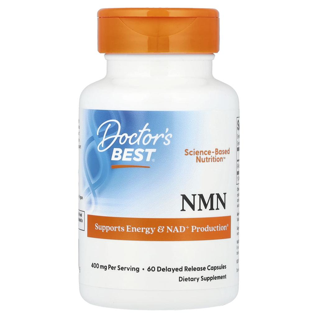 Doctor's Best, NMN, 400 мг, 60 капсул с отсроченным высвобождением (200 мг на капсулу)