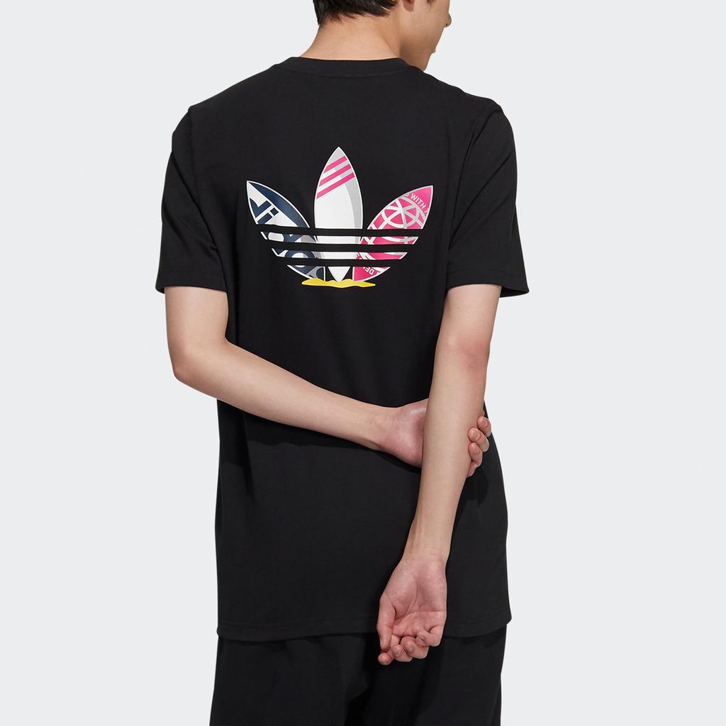 adidas Футболка с трилистником Originals с принтом логотипа для мужчин, черная H46693