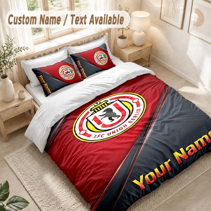 Custom Name Bedding Set 3 PiecesUnion Berlin FC Print Duvet Cover + 2 Pillowcases Soft Bed Decor