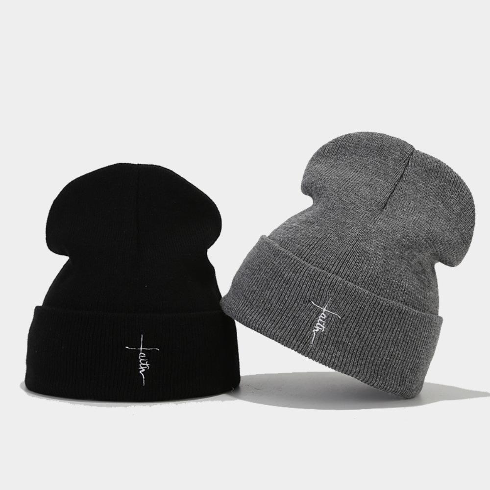 Embroidered Beanies Hats Cotton Knitted Hats Winter New Ear Protection Hat