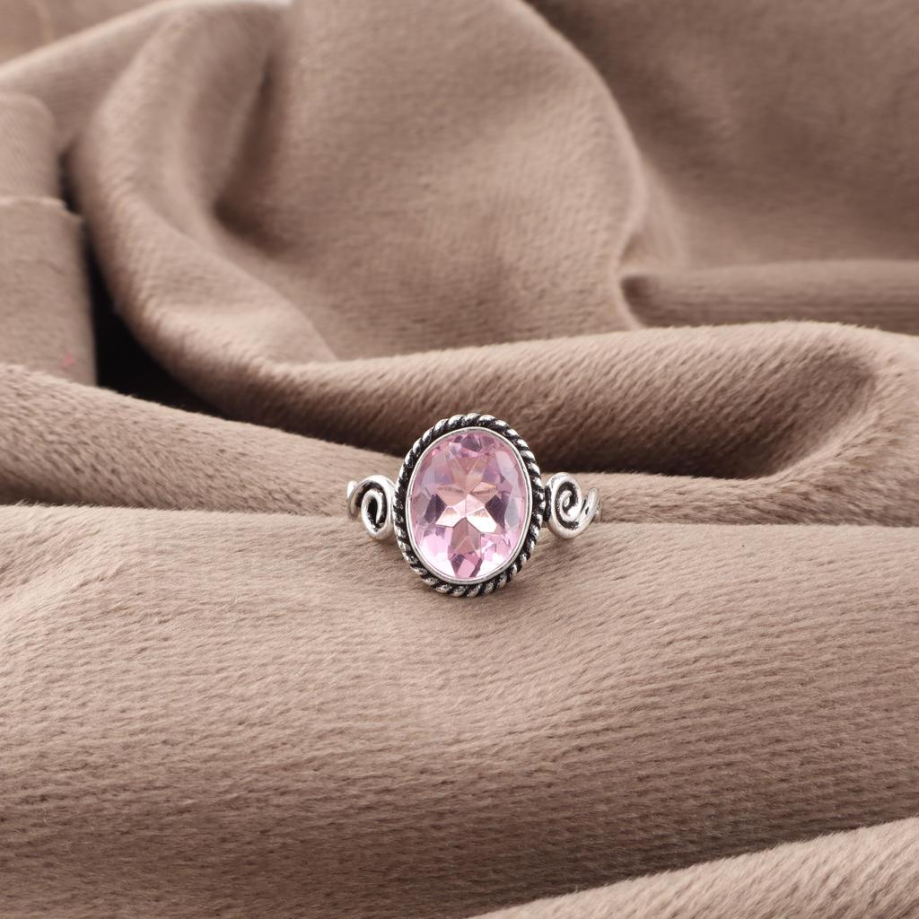 Кольцо с морганитом, Кольцо из цельного стерлингового серебра 925 пробы с драгоценным камнем ручной работы, Изящное украшение, Для подарка на помолвку
