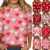 Женские топы с рукавом три четверти, рубашка на День святого Валентина, круглая горловина, свободная повседневная рубашка
