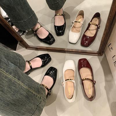 Туфли Мэри Джейн на ремешке 2025 женские весенние дизайнерские универсальные маленькие кожаные туфли на толстом каблуке с пряжкой новые французские ретро