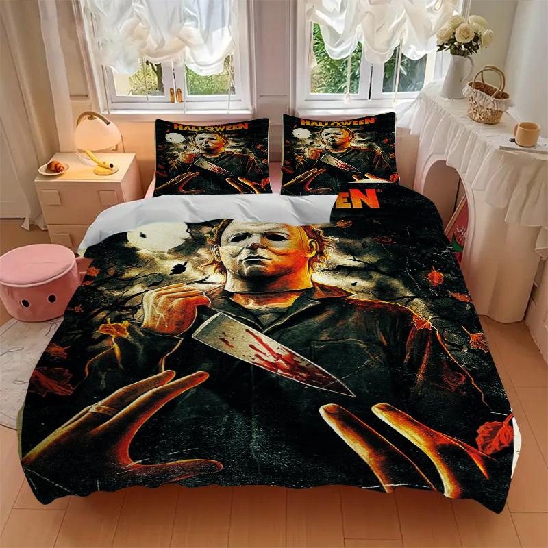 Halloween Horror Movie Poster Print 3Pcs Bedding Setduvet Cover With 2 Bedropillowcase Home Birthday Gift