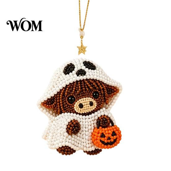 Beginner Bead Crafting DIY Highland Cow Beading Kit, Cute 3D Craft Pendant Beaded Kit with Colorful Beads And Instructions, Handmade Beadwork