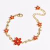 Fine Fashion Jewelry 18k Gold Plated Brass Bowknot Bracelet Exquisite Zircon Flower and Bow Charm Bracelet for Women